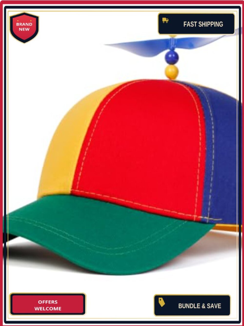 Detachable Rainbow Helicopter Propeller Baseball Cap Adjustable Snapback Adult